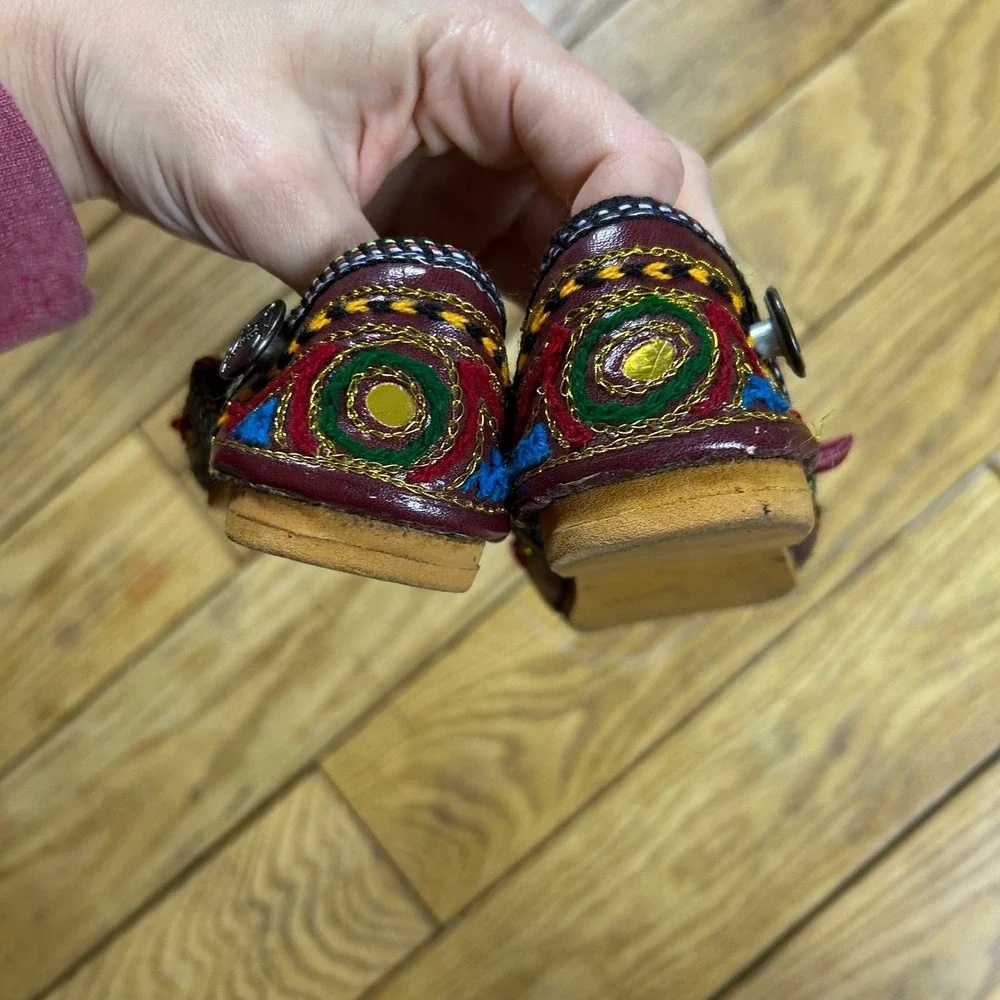 Vintage Kids Embellished Embroidered Sandals Colorful Boho Style Girls‎ Shoes